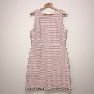 LOFT Pink& Black Houndstooth Sleeveless Dr…